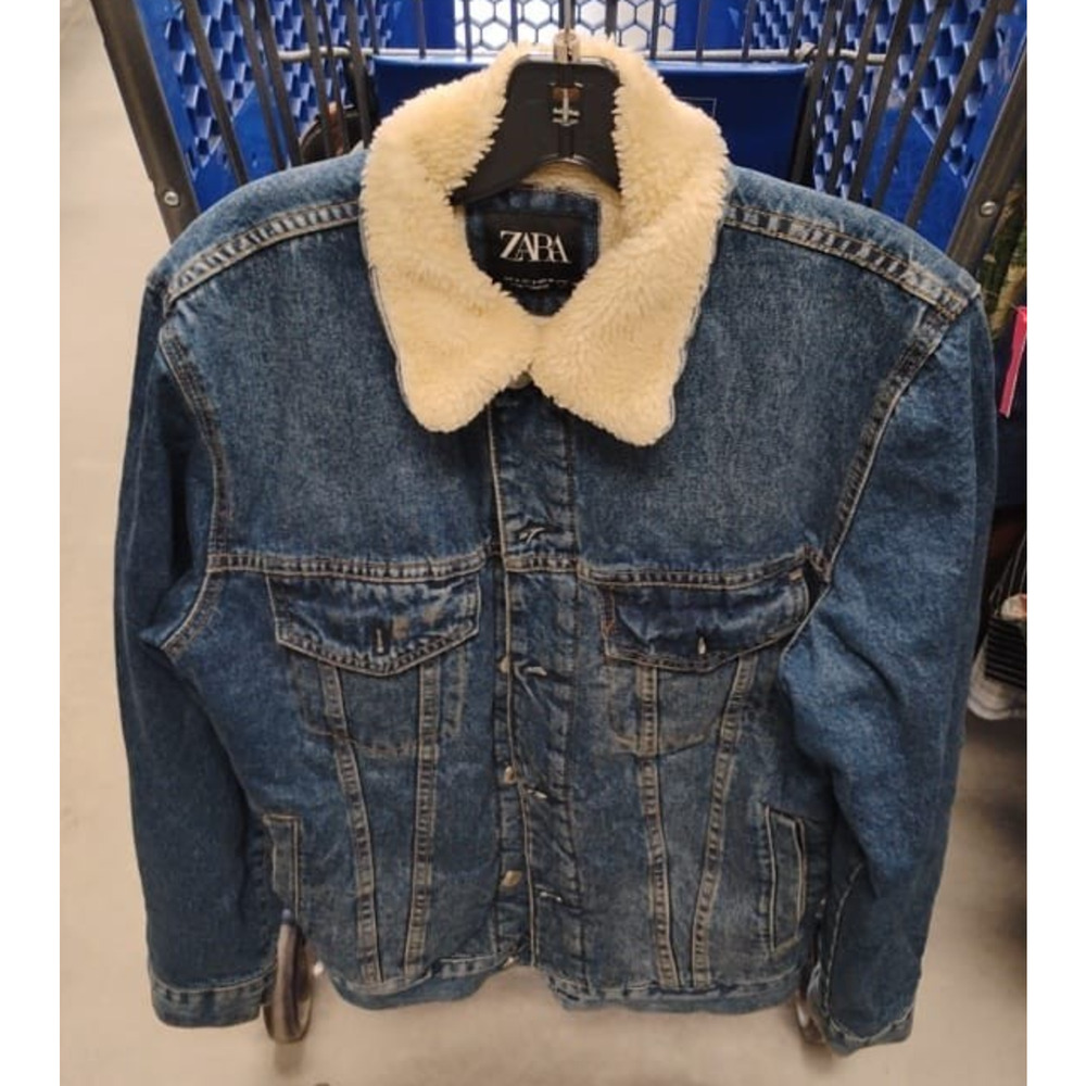 Zara Denim Blue Jean Jacket Men’s small Sherpa Lined Denim Trucker